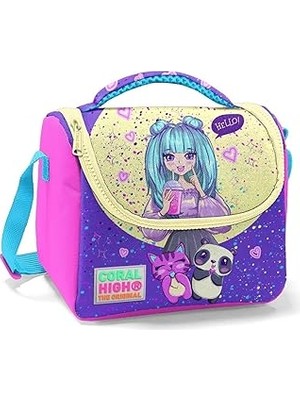 Uravas Store Coral High Pembe Mor Anime Baskılı Kız Çocuk Yalıtımlı Beslenme Çantası