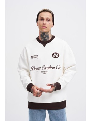 Machinist Erkek Contrast Sweatshirt Ekru