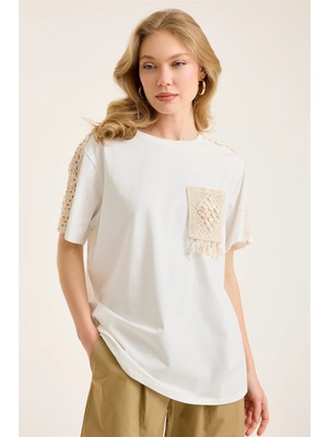 Home Store Örgü Omuz Cepli Tshirt