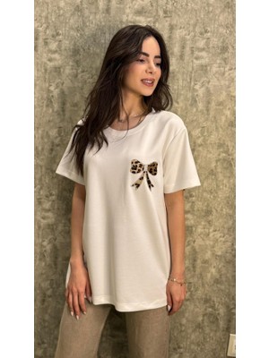 Leilaa Leopar Fiyonk Detaylı Modal Kumaş T-Shirt