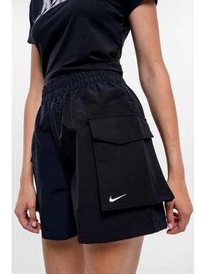 Nike Nsw Essential Woven 5 Hr Cargo Short 5 Inç Kargo Kadın Şort Siyah