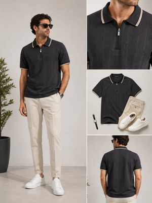 Advante Adv 4912  Ferm  Polo Yaka Tişört/siyah/l