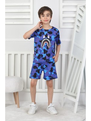 Axxan Bape Şort Tişort Ikili Takım Erkek Çocuk Şortlu Takım Kız Çocuk Şortlu Takım Dijital Baskılı