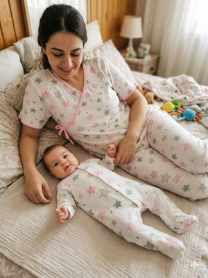 Diamondstar YILDIZLI ANNE BEBEK LOHUSA SET 3 Ay Kız