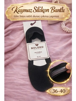 Qulat 6'lı Kadın Lazer Kesim Görünmez Babet Çorap Pamuklu - Topuktan Kaymaz Pamuk Tabanlı Çorap