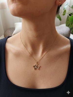 Lavante Butik Çelik Zirkon Taşlı Yıldız Model Kadın Çelik Kolye