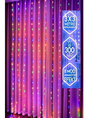 BENCEAL 300 Ledli Kumandalı Animasyonlu USB LED Işık Rgb Aydınlatma Parti Doğum Günü Süsleme Tel Perde LED