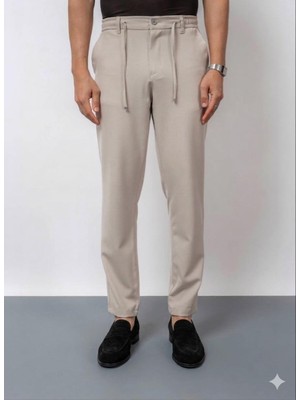 Moda Beli Bağcıklı Kumaş Pantolon