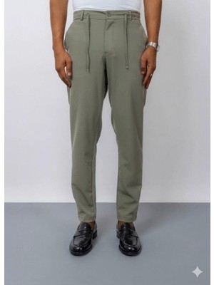 Moda Beli Bağcıklı Kumaş Pantolon