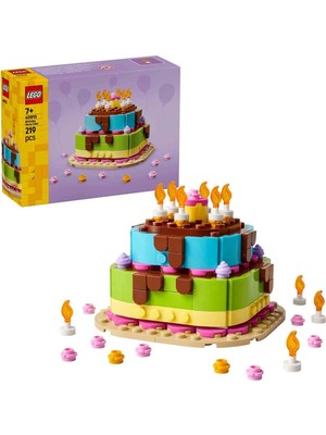 LEGO Doğum Günü Pastası 40815 - 7 Yaş ve Üzeri Çocuklar Için Dekoratif Masa Süsü Yapım Seti (219 Parça)