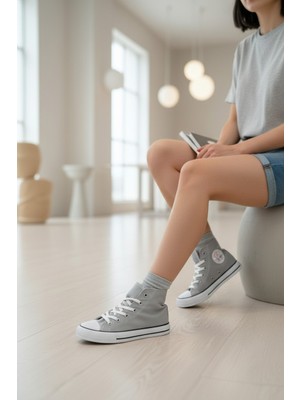 Enoch Kadın Boğazlı Bilekli Canvas ve Bez Bağcıklı Rahat Günlük Sneaker Spor Ayakkabı