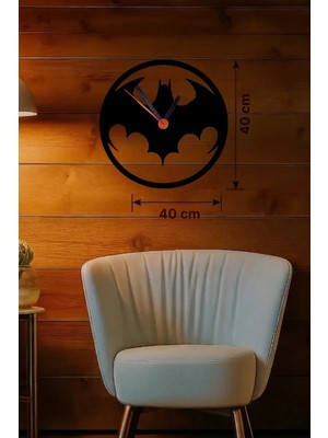 Renas Store Batman Yarasa Logolu Ahşap Duvar Saati - 40X40 cm Dekoratif Dc Temalı