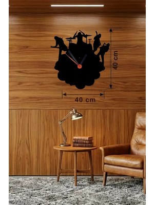 Renas Store Rock Band Müzik Temalı Ahşap Duvar Saati - 40X40 cm Kesim