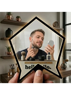 Renas Store Kırılmaz Pleksi El Aynası 10X10CM - Çanta Boyu Geometrik Tasarım - Kadın & Erkek Bakım