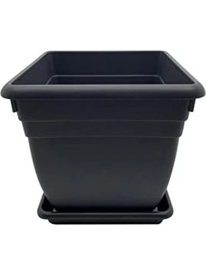Esplendor 18 Litre Siyah Kare Villa Saksı, Modern Tasarım