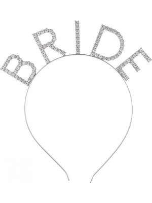 Renas Store Bekarlığa Veda Mega Boy Kristal Taşlı Gümüş Bride Taç Gelin Tacı 20X21 cm