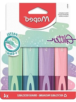 Esplendor Glitter Pastel Renkli Fosforlu Kalem Seti, 4'lü
