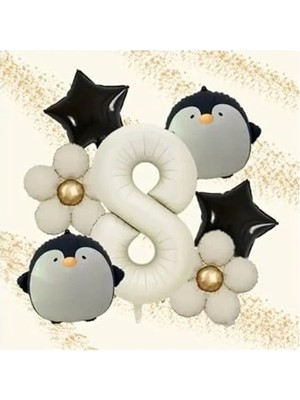 Esplendor Papatya Balon Seti - 8'li, Krem Renkli Parti Malzemesi