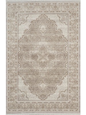 Karmen Halı Matris MI004R Krem Kahve Halı Modern Pamuk Taban Akrilik Tozuaz Salon Yatak Odası Koridor Halısı