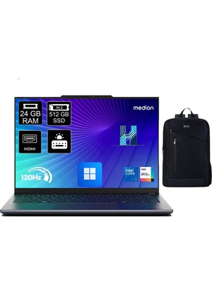 Medion Signium 14 S1 MD600032 Intel Core 5 120U 24GB Ram 512GB SSD Windows 11 Pro 14" 120Hz OLED Dizüstü Bilgisayar +Boz Çanta