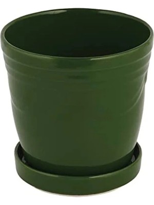 Esplendor 12 cm Yeşil Seramik Tabaklı Saksı, Şık Bahçe Dekorasyonu