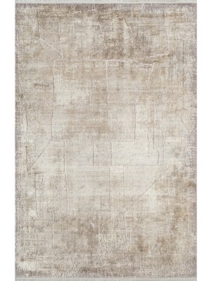 Karmen Halı Matris MI002B Bej Halı Modern Pamuk Taban Akrilik Tozuaz Salon Yatak Odası Koridor Halısı