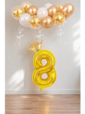 Esplendor Rakam Gold Folyo Balon, Kraliyet Temalı Parti Dekorasyonu