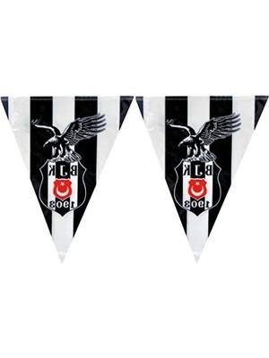 Esplendor Üçgen Bayrak Süsü - 360 cm x 25 cm Boyutunda Tek Adet Beşiktaş Temalı