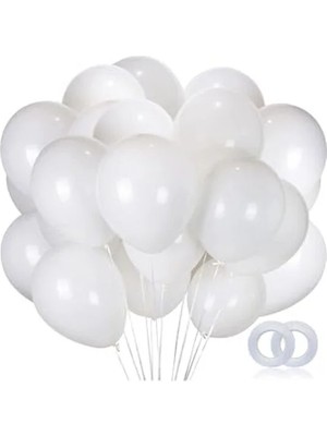 Esplendor Parlak Metalik Helyum Balon Seti, 10 Adet Beyaz