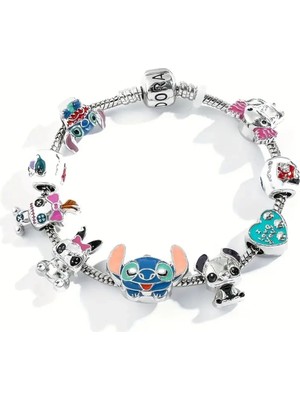 Takantakana Pandora Tarz Gümüş Charm Bileklik Disney Sevimli Karakterler Aşk