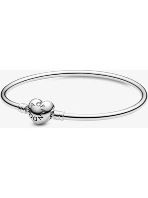 Takantakana Pandora Tarz Gümüş Charm Bileklik Charm Uyumlu Kalp Klips Bangle Bileklik Tüm BOYUTLAR17-19-21CM