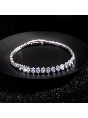 Takantakana Pandora Tarz Gümüş Charm Bileklik Crystal Baget Zirkon Suyolu Bileklik