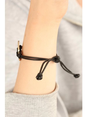 Renas Store Cool (Havalı) Siyah Deri Ipli Unisex Mood Bileklik
