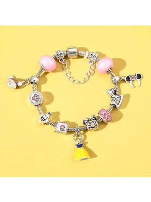Takantakana Pandora Tarz Gümüş Charm Bileklik Disney Princess Minnie Aşk