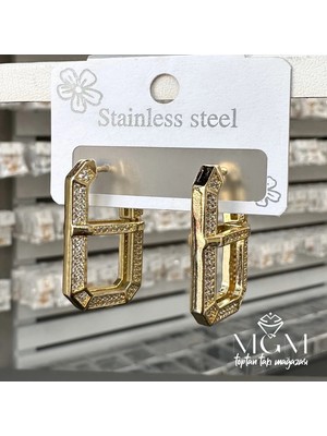 Renas Store Zirkon Taşlı Pirinç Küpeler - KP00148