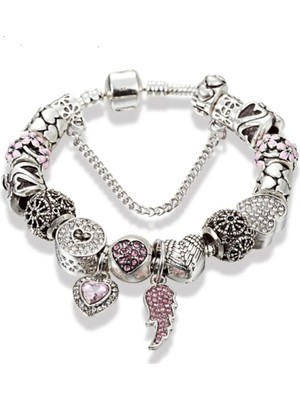 Takantakana Pandora Tarz Gümüş Charm Bileklik Charm (Melek Kanadı Model)