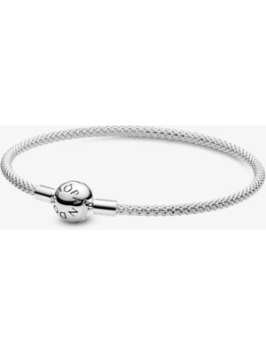Takantakana Pandora Tarz Gümüş Charm Bileklik Charm Uyumlu Ball Klips Örgü Bangle Bileklik Tüm Boyutlar