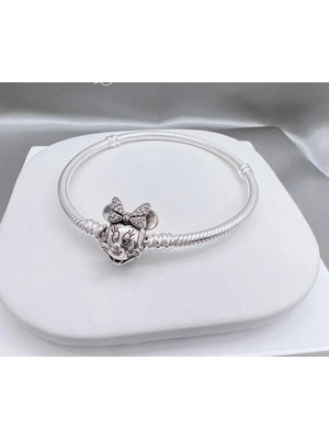 Takantakana Pandora Tarz Gümüş Charm Bileklik Charm Uyumlu Yılan Bileklik Disney Minnie Mouse Tüm Boyutlar