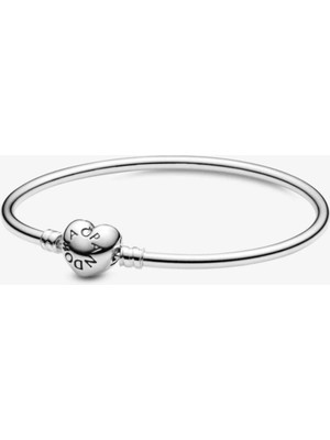Takantakana Pandora Tarz Gümüş Charm Bileklik Charm Uyumlu Kalp Klips Bangle Bileklik Tüm BOYUTLAR17-19-21CM