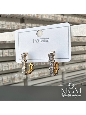 Renas Store /rodyum Zirkon Taşlı Pirinç Küpeler - KP00117