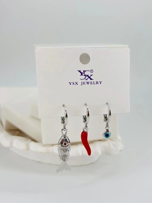 Renas Store Biber Detaylı Üçlü Kombin Küpe - KP00542