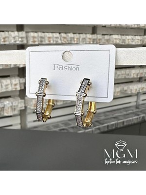 Renas Store /rodyum Zirkon Taşlı Pirinç Küpeler - KP00172-1