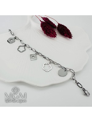 Renas Store Rodyum Çelik Bileklikler 17+5 cm Uzatma Payı - KBL0145