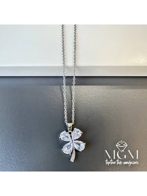 Renas Store Çelik Zirkon Taşlı Yonca Kolye - KL0165
