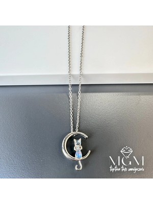 Renas Store Çelik Zirkon Taşlı Kedili Kolye - KL0161