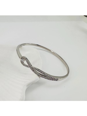 Renas Store Rodyum Zirkon Taşlı Pirinç Xuping Bileklik 6.1 mm - KBL0219