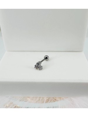 Renas Store Rodyum Zirkon Taşlı Uç Kısmı : Pirinç Kıkırdak Bar Uzunluğu : 6 mm / Bar Kalınlığı 0.8 mm / Top Boy