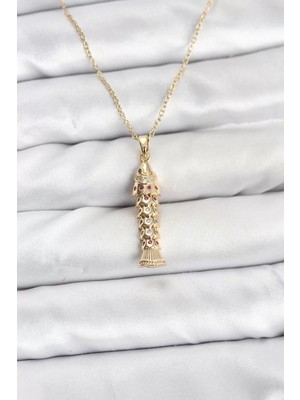 Renas Store 316L Çelik Zincir Gold Renk Balık Model Zirkon Taşlı Kadın Kolye - TJ-BKO10885
