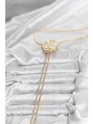 Renas Store Pirinç Gold Renk Gül Model Asansörlü Kadın Kolye
