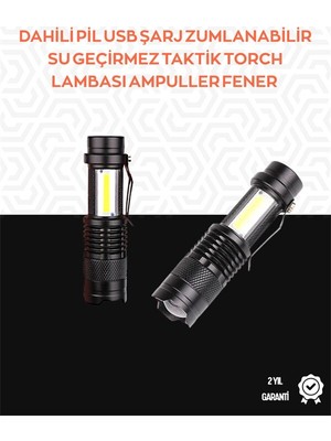 Taşınabilir Şarjlı LED Fener - 4 Modlu 2000LM Ayarlanabilir Odak